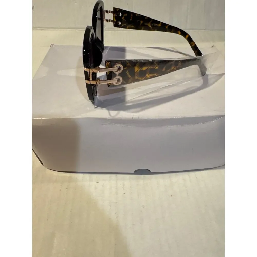 SUNGLASSES HIGH FASHION Tortoiseshell TEXTURED LINKED TEMPLES UV 400 Protection